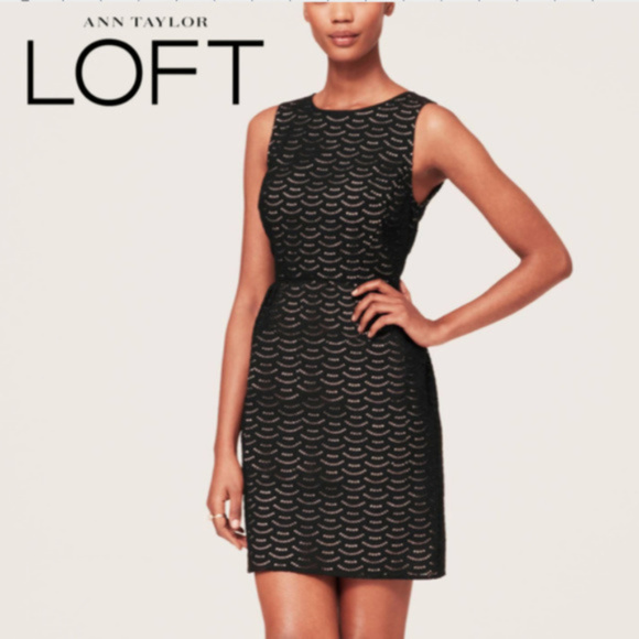 LOFT Dresses & Skirts - Ann Taylor Loft fan scallop eyelet black dress